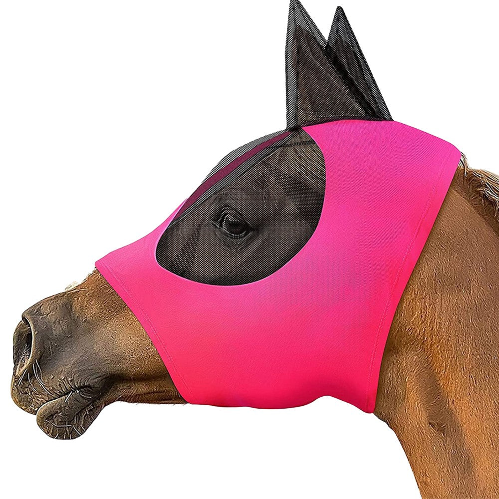 2Pcs Horse Fly Mask with Ears Cover - Blue + Rose Red