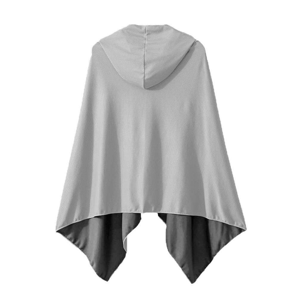 Cooling Beach Poncho Quick Drying Beach Hoodie Sun Protection Cloak Grey
