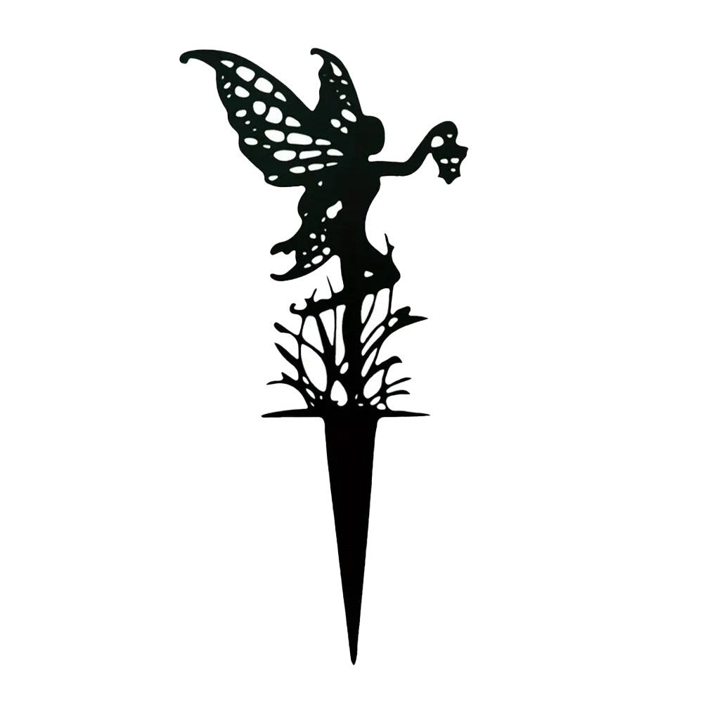 1Pc Fairy Silhouette Stake Outdoor Garden Metal Statue Sculpture Decor - Style 2