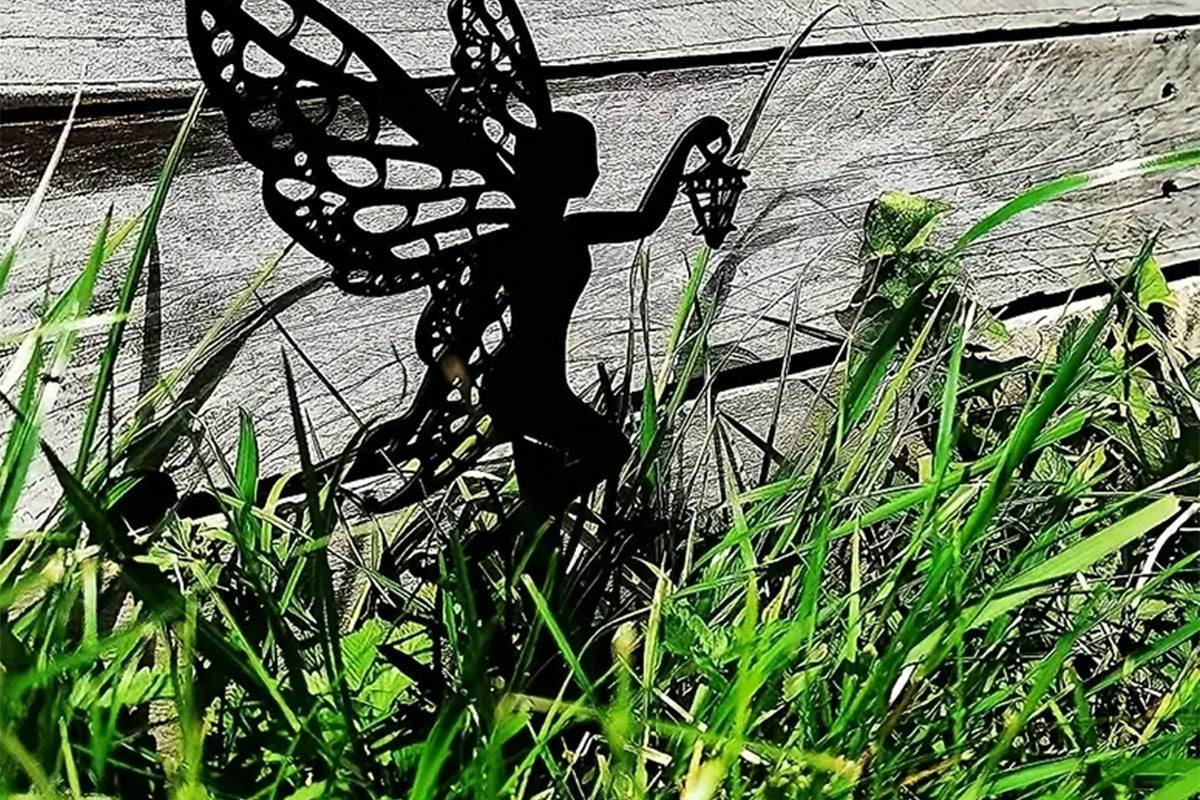 Fairy Silhouette Statue Metal Craft Art Sculpture Outdoor Decorative Stake for Patio Garden Yard-Style 2