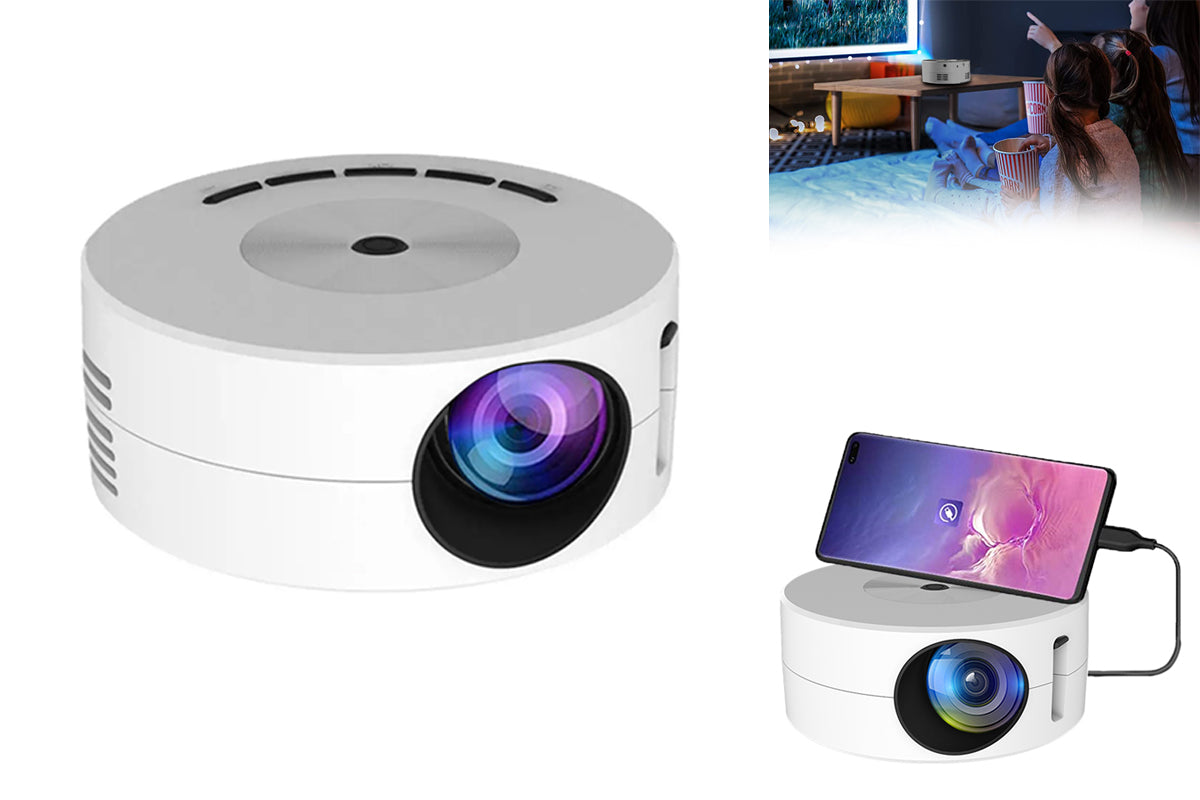 Mini Projector Portable Home Nightlight Projector Compatible with Home Bedroom-White