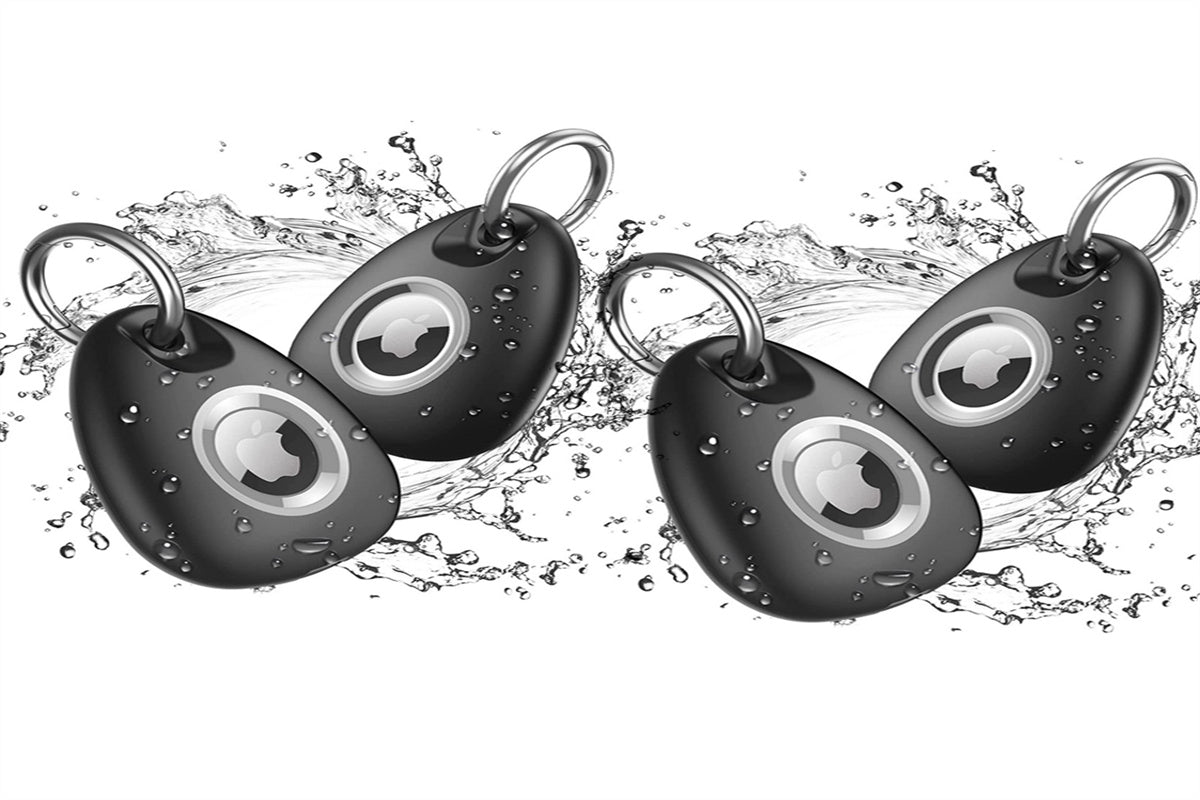 4pcs For Apple AirTag Carbon Fiber Shockproof Armor Protective Case Cover Anti Lost Holder Keyring