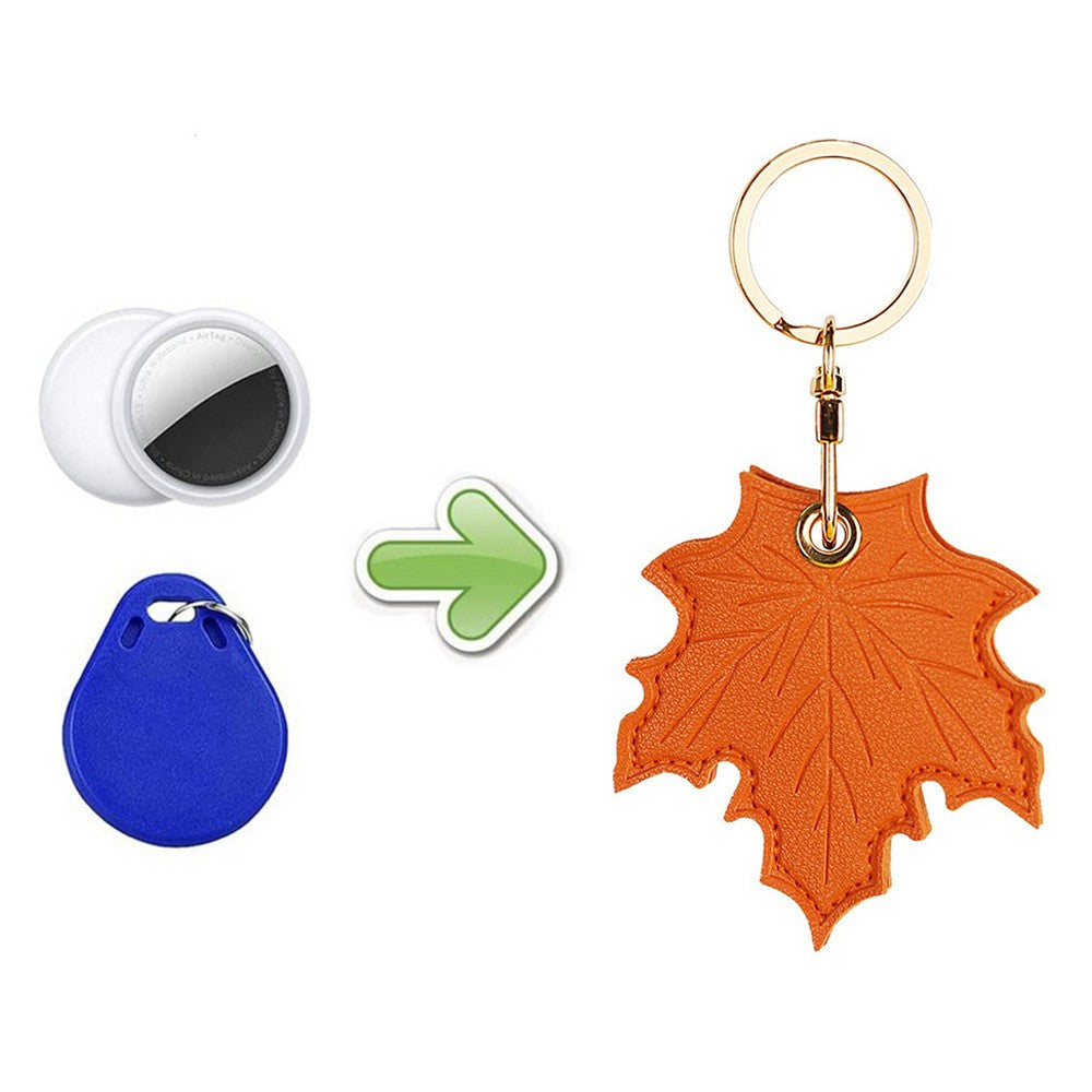 1Pc for Apple AirTag Protective Case Holder with Keychain Ring - Maple Leaf