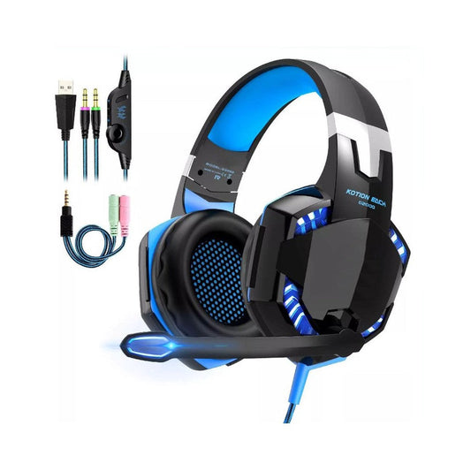 3.5mm Gaming Headset with Mic and LED Light for PC Mac Laptop Blue