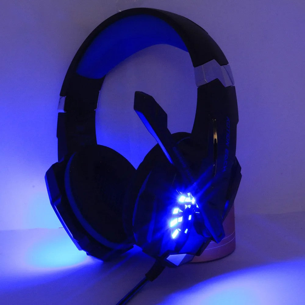 3.5mm Gaming Headset with Mic and LED Light for PC Mac Laptop Blue