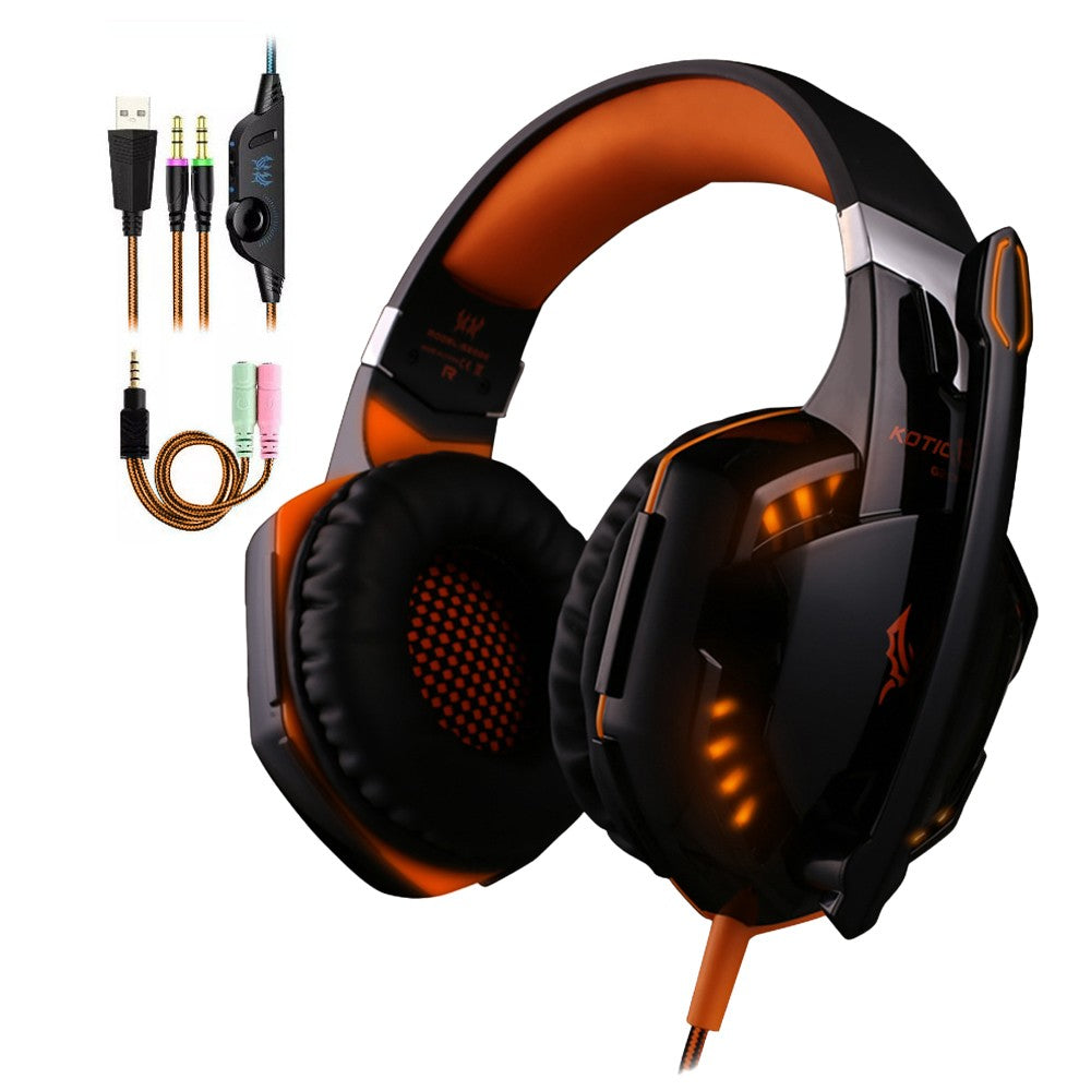 3.5mm Gaming Headset with Mic and LED Light for PC Mac Laptop Orange