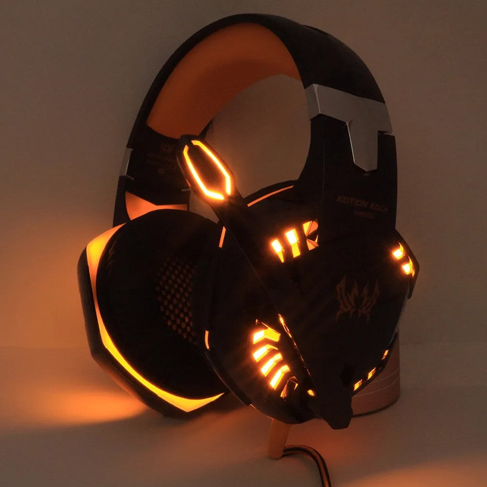 3.5mm Gaming Headset with Mic and LED Light for PC Mac Laptop Orange