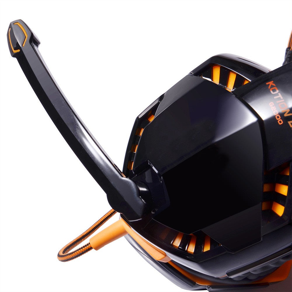 3.5mm Gaming Headset with Mic and LED Light for PC Mac Laptop Orange