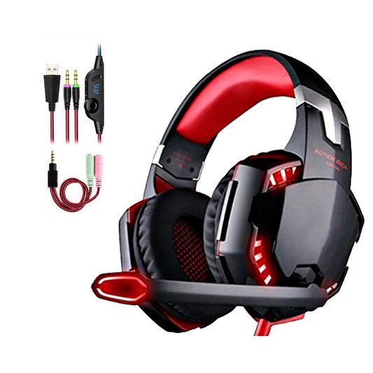 3.5mm Gaming Headset with Mic and LED Light for PC Mac Laptop Red