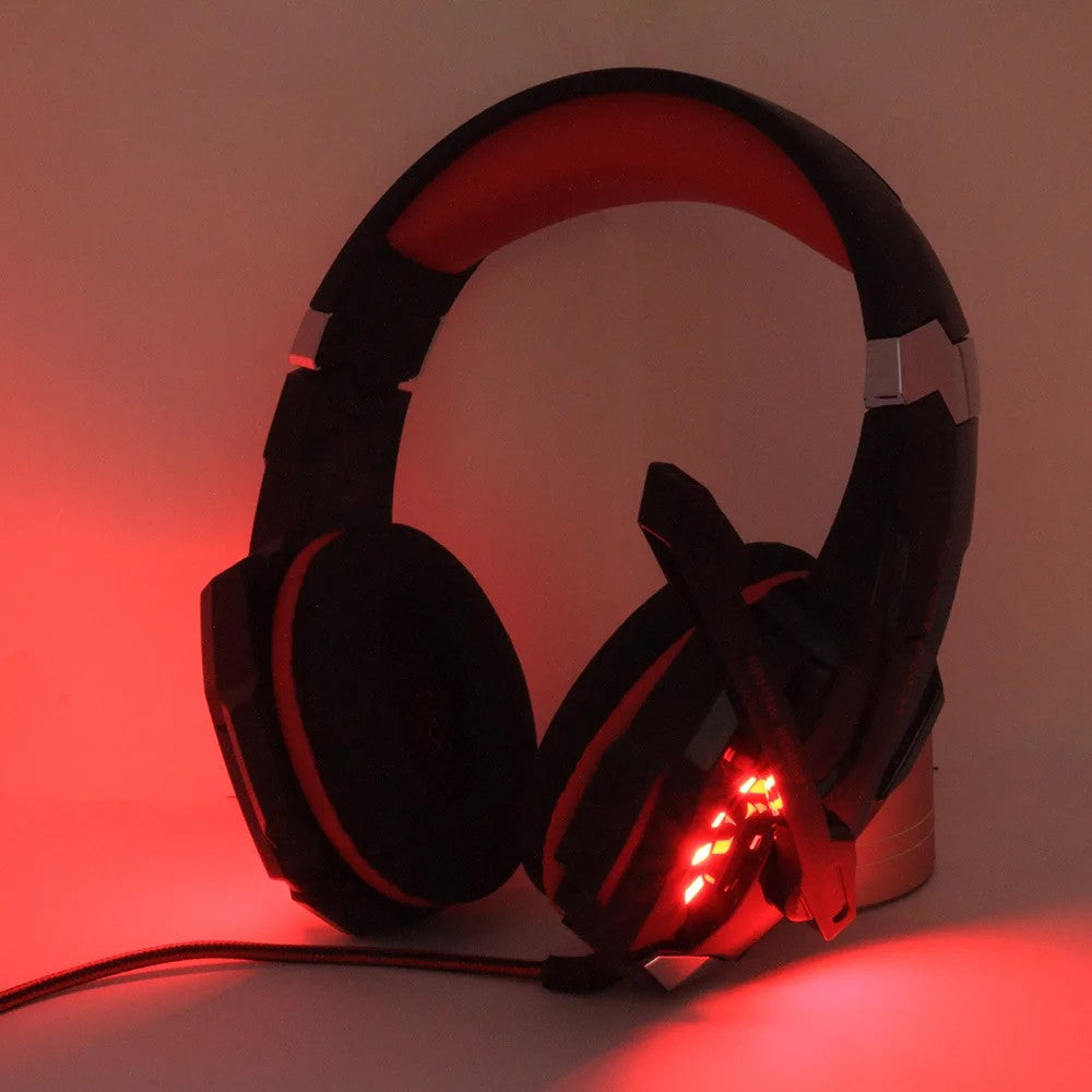 3.5mm Gaming Headset with Mic and LED Light for PC Mac Laptop Red