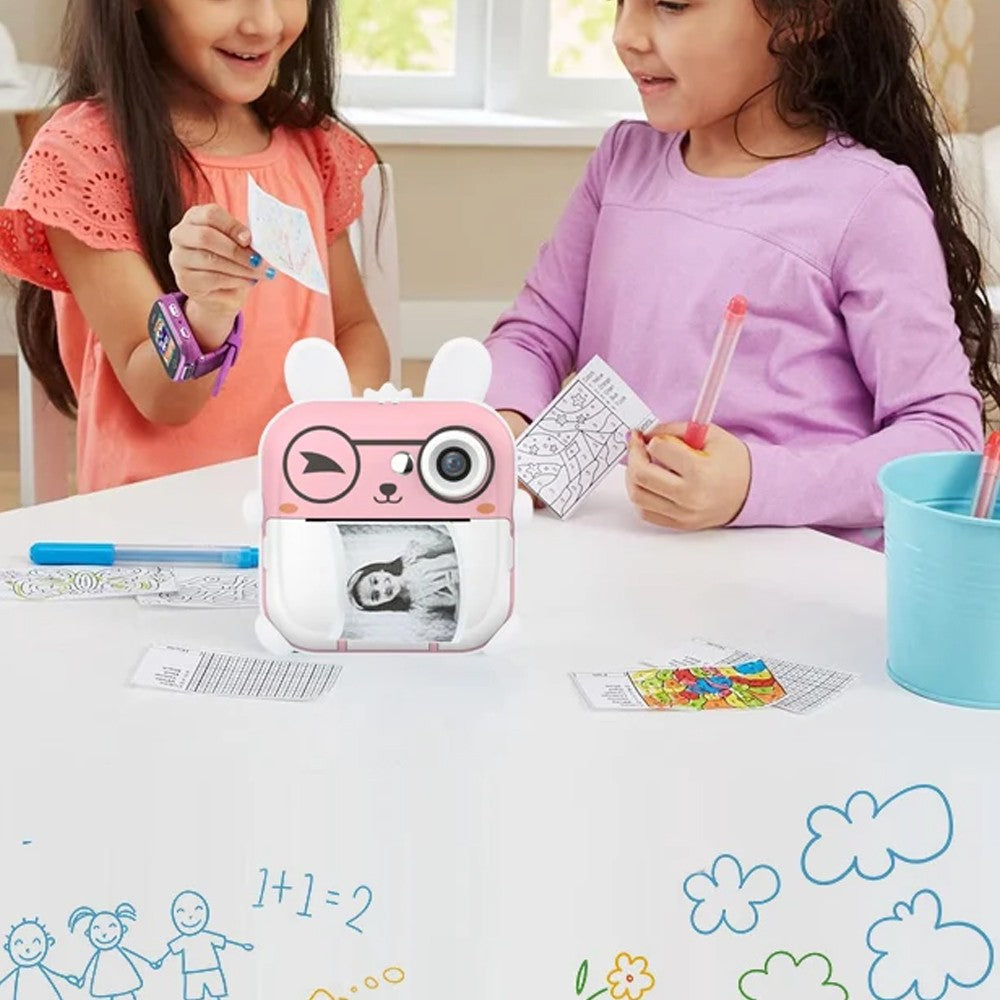 Children Instant Print Camera Thermal Printer Digital Photo Camera with 2 Rolls Print Paper Style 3