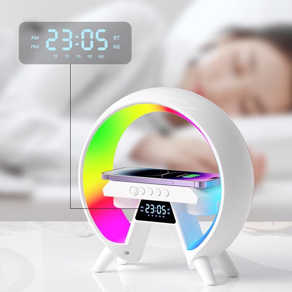 Wireless Bluetooth Smart Speaker Atmosphere Night Light Supports Wireless Charging Multifunctional Timing Alarm Clock