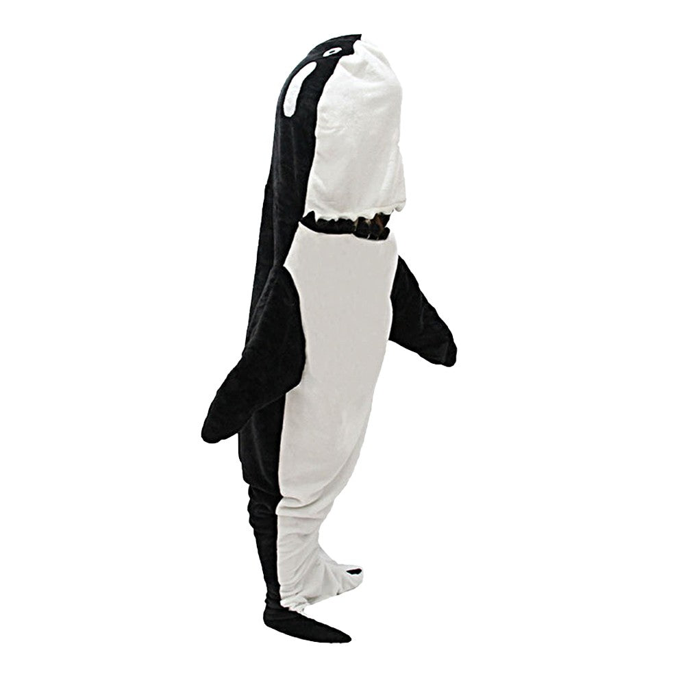 210cm Adult Wearable Whale Blanket Hoodie Flannel Onesie Pajamas Sleeping Bag