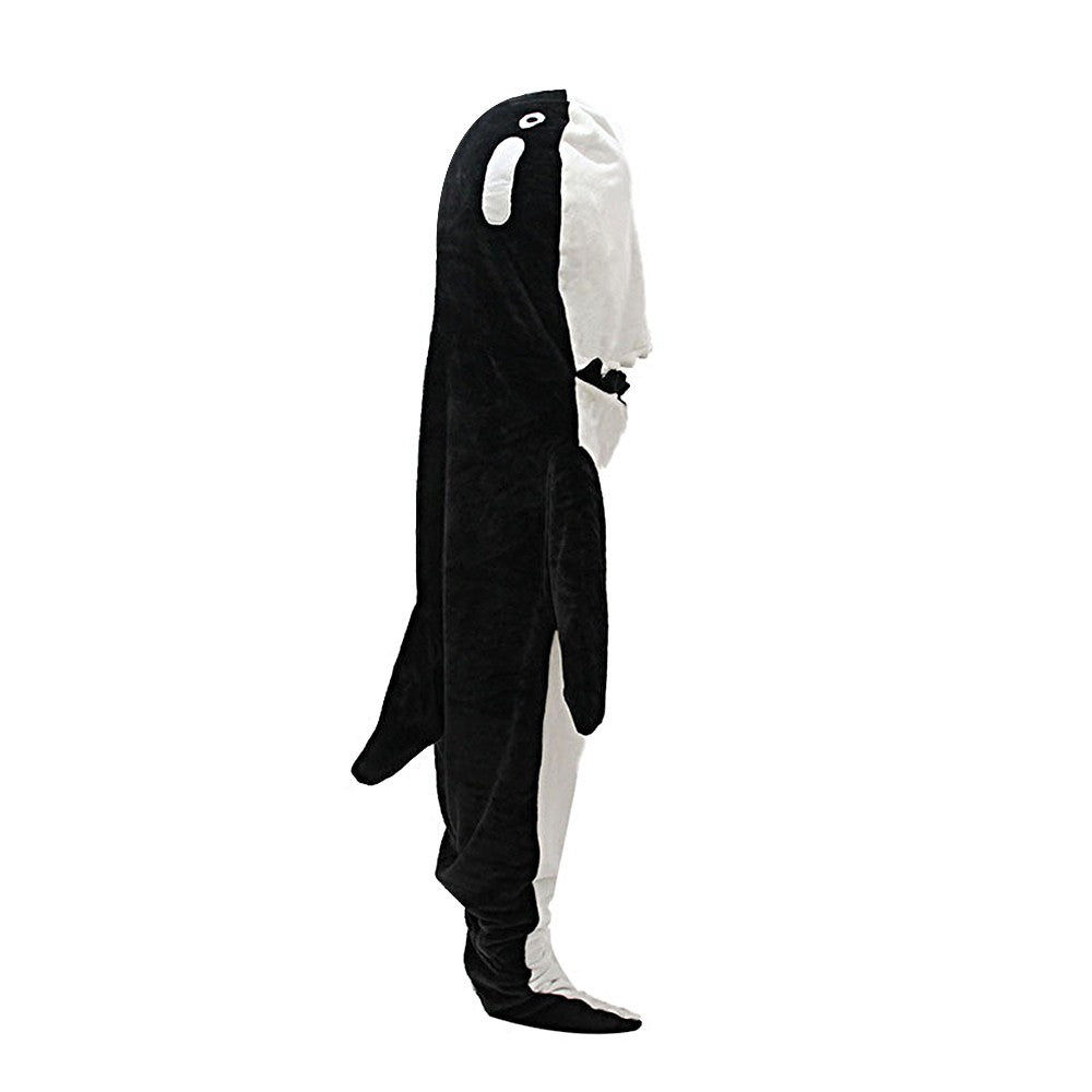 210cm Adult Wearable Whale Blanket Hoodie Flannel Onesie Pajamas Sleeping Bag