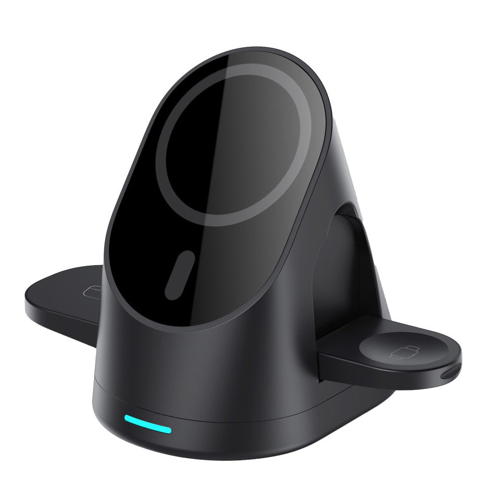 3-in-1 Wireless Magnetic Charger Qi Fast Charging Stand for iPhone Airpods Black