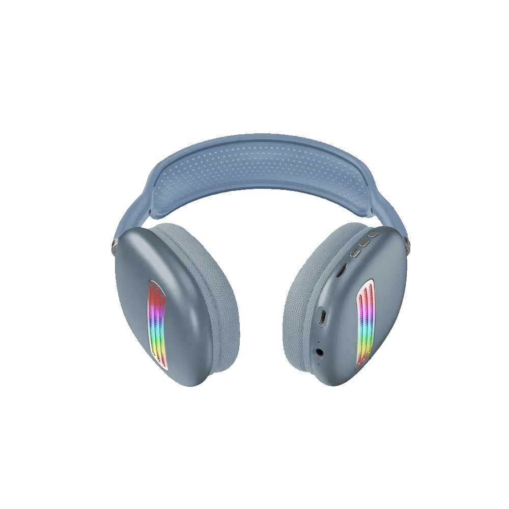 Colorful LED Wireless Headphones Bluetooth Stereo Earphones Over-Ear Headset Blue
