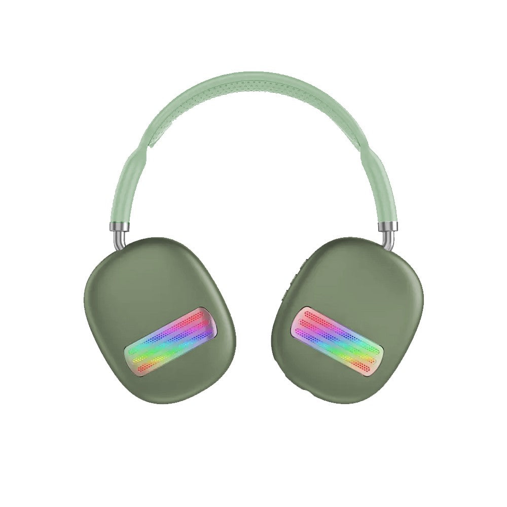 Colorful LED Wireless Headphones Bluetooth Stereo Earphones Over-Ear Headset Green