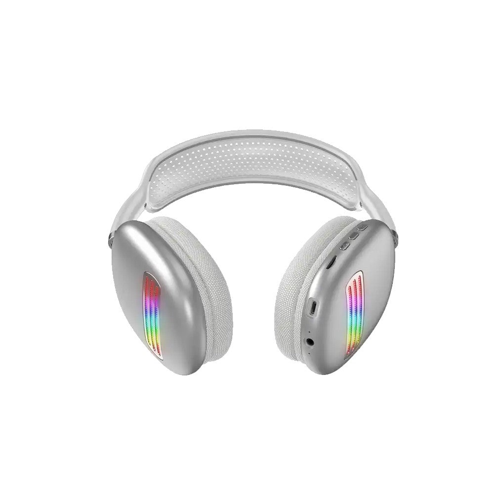 Colorful LED Wireless Headphones Bluetooth Stereo Earphones Over-Ear Headset White