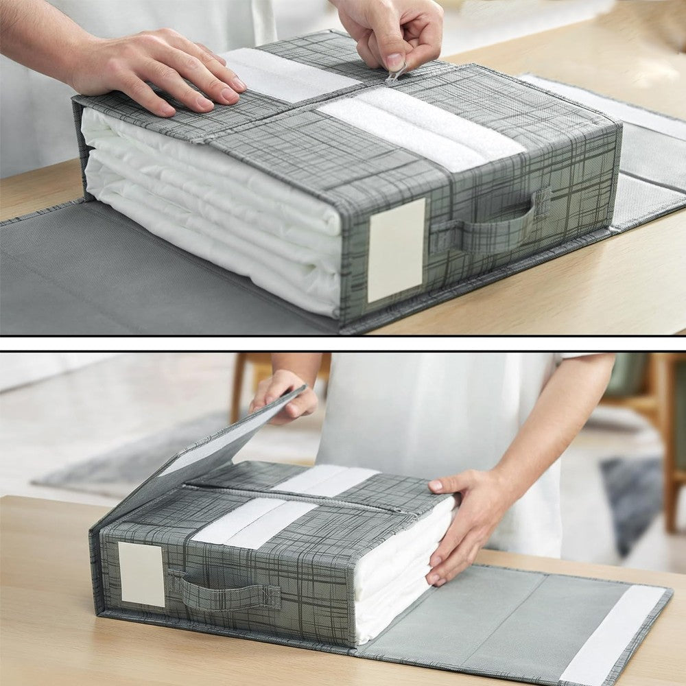 2Pcs Foldable Bed Sheet Organizer Clothes Bedding Storage Bags Style 2