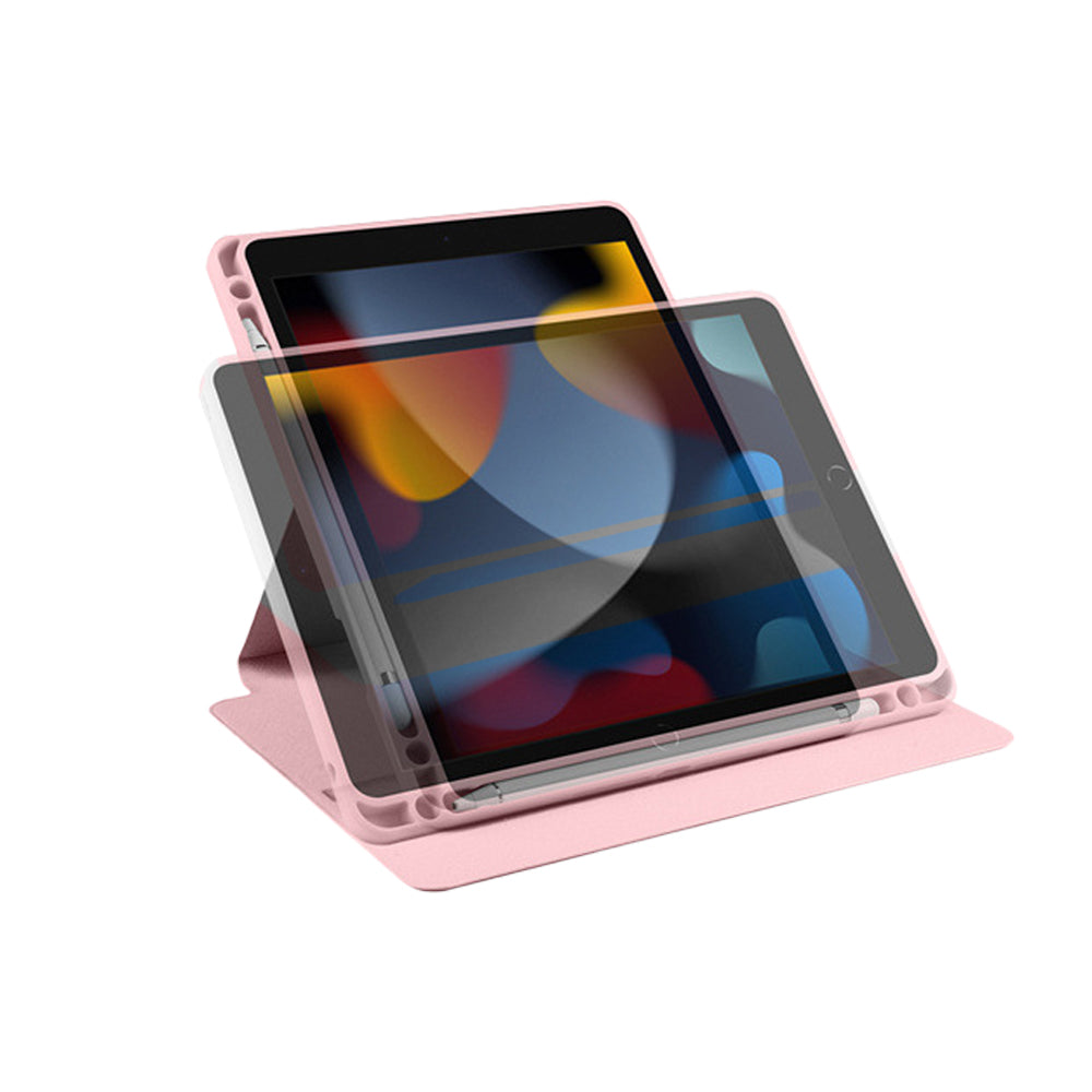For iPad Rotating Case Smart 360 Degree Rotation Protective Stand Cover Pink