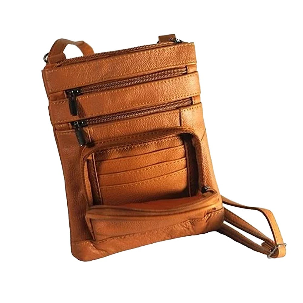 Women Genuine Leather Crossbody Bag Sling Purse Shoulder Bag Champagne