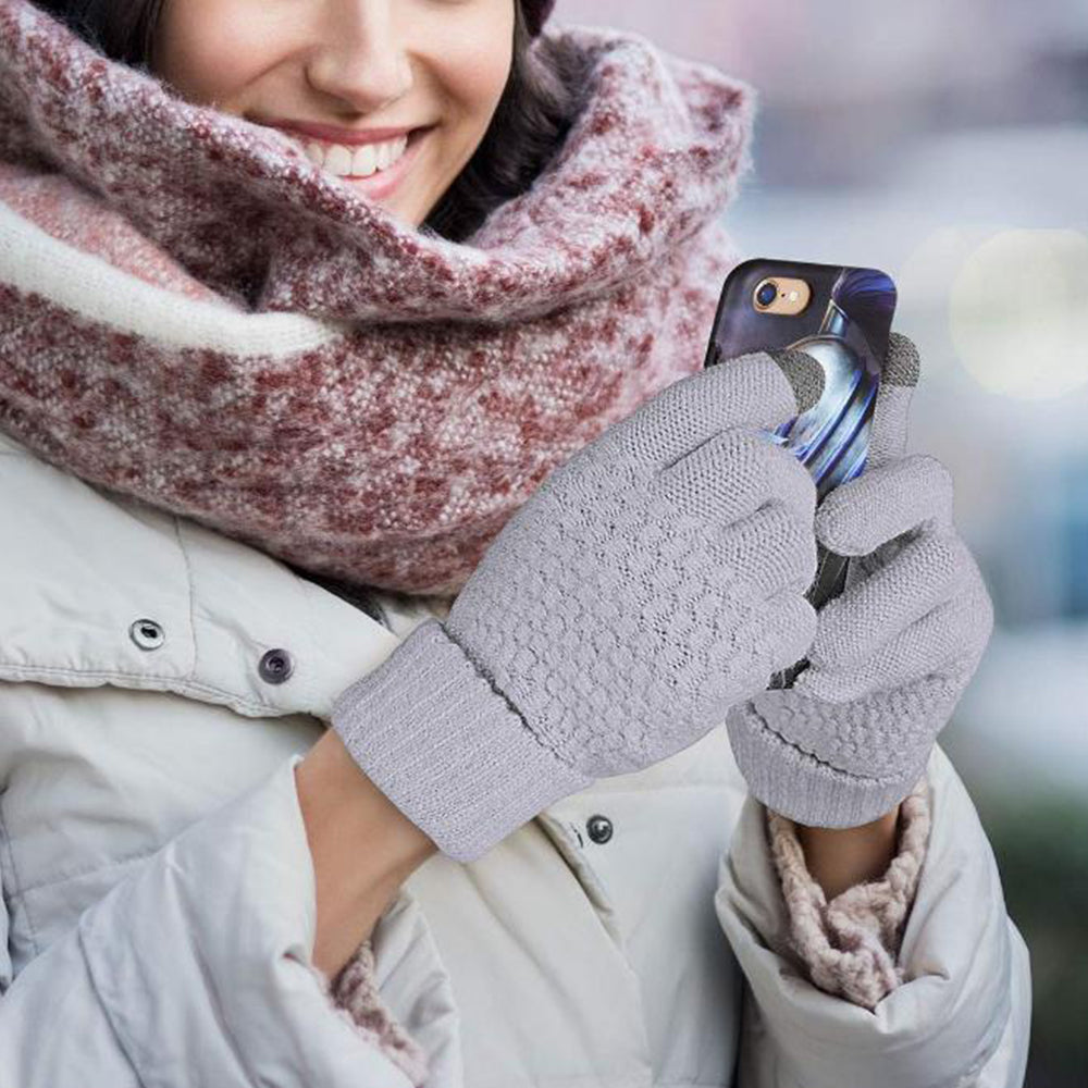4 Pairs Winter Thermal Lined Warm Gloves Men Women Touchscreen Knitted Gloves