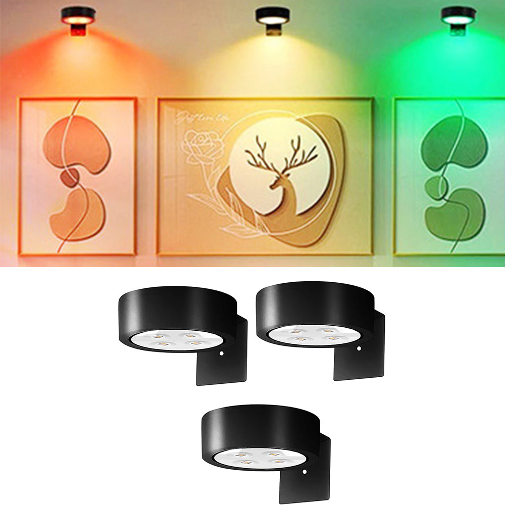 3Pcs Wireless RGB Picture Light Rechargeable LED Art Display Light for Picture Frame Paintings Black
