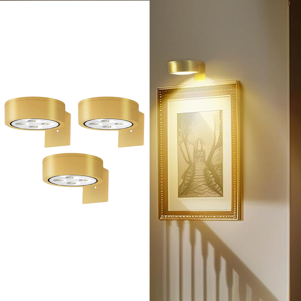 3Pcs Wireless RGB Picture Light Rechargeable LED Art Display Light for Picture Frame Paintings Gold