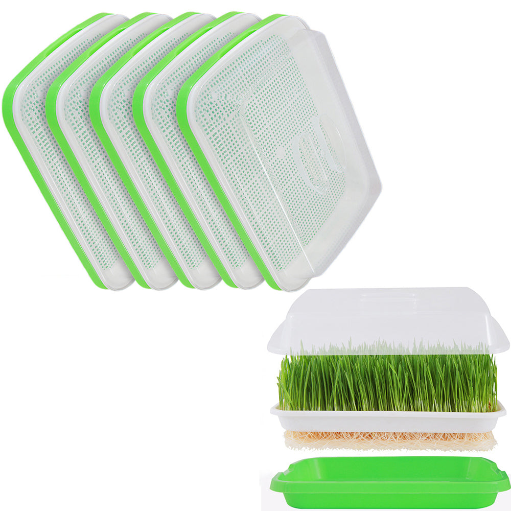 5Pcs Set Seed Sprouting Trays with Drain Holes Microgreens Growing Container Seed Germination Propagation Trays