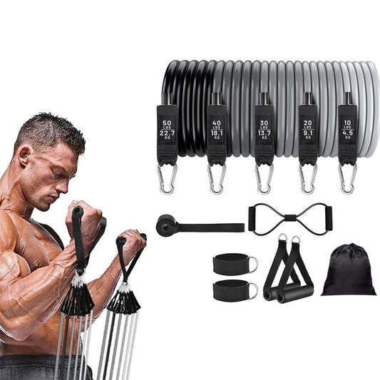 11Pcs Set Versatile Resistance Bands Exercise Fitness Strap for Home Office Traveling Full-Body Workout