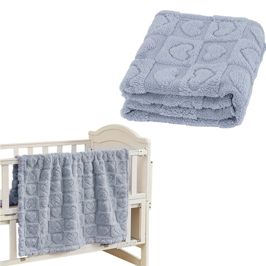 Cozy Fleece Blanket Heart Checkered Blanket for Sleeping Napping Blue