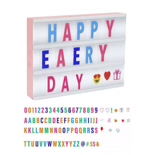 DIY LED Cinematic Light Up Box with Letters and Symbols Pink