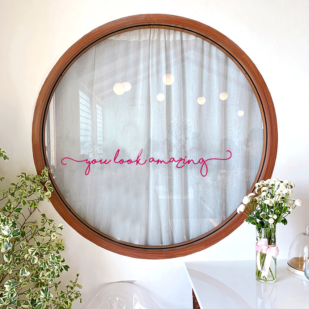 You Look Amazing Mirror Decal Vinyl Decal Mirror Bathroom Wall Decals Decor-Rose Red