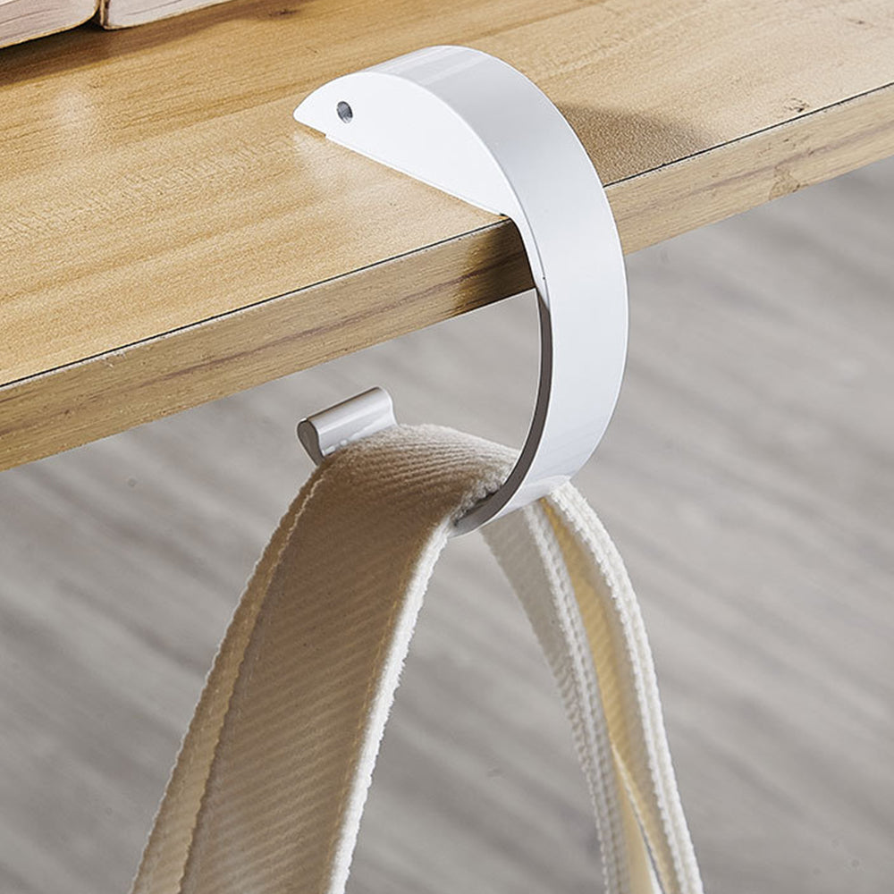 Set of 2Pcs C-Shape Hooks Purse Handbag Hangers for Table Desk White