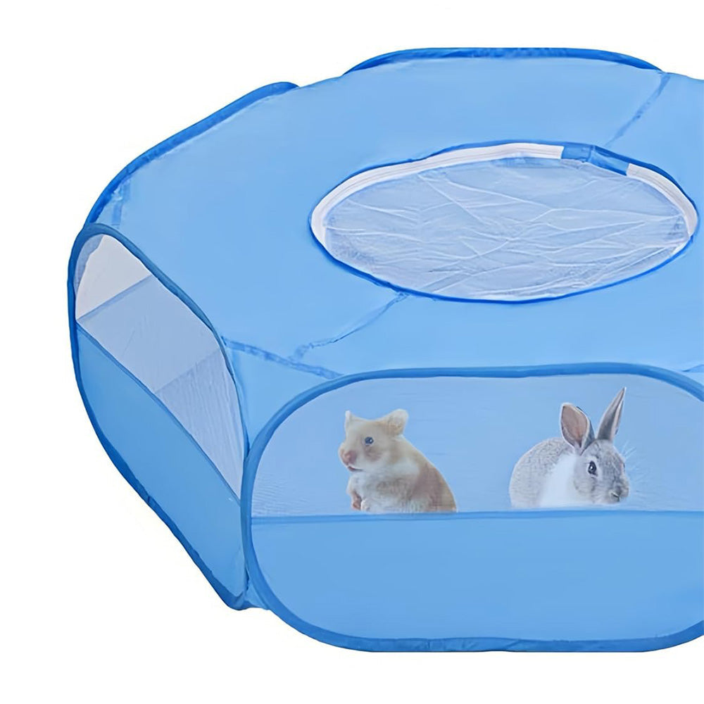 Portable Pop-Up Small Animal Playpen Foldable Pet Tent for Chick Hamster Rabbit Blue