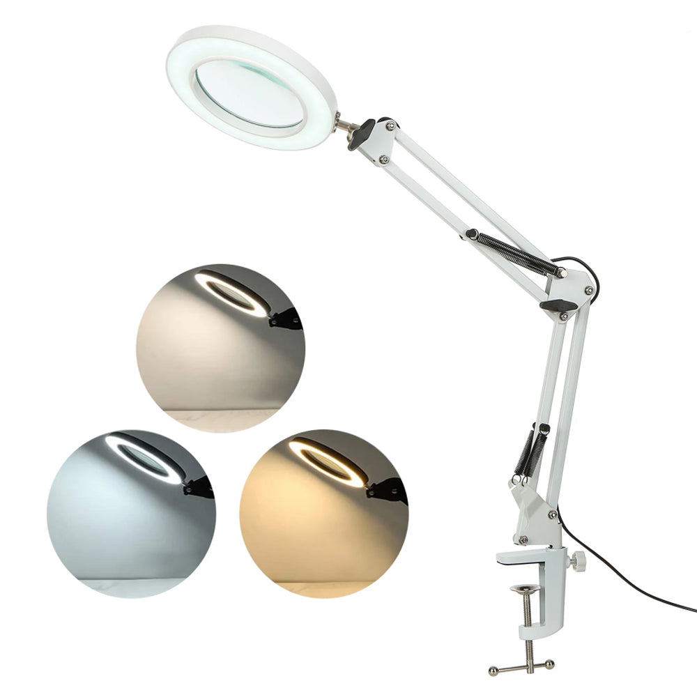 5X Magnifying Lamp 3-Color Adjustable Reading Light for Close Work Repair White