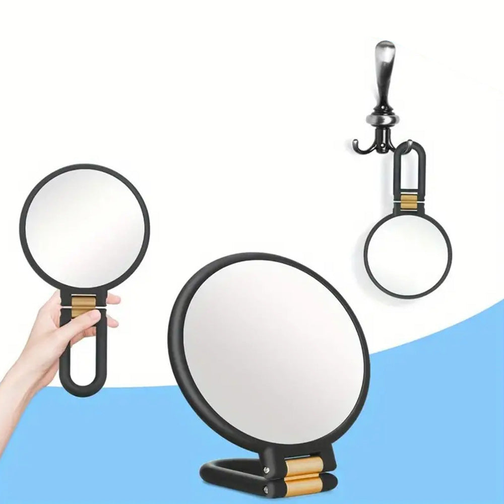 Foldable Double-sided Makeup Mirror 1X 30X Magnifying Mirror with Adjustable Stand Black