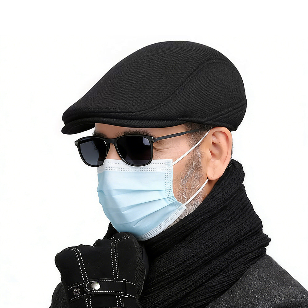 Men¡¯s Woolen Hat Flat Cap Retro Fashion Cap Golf Driving Beret Hat