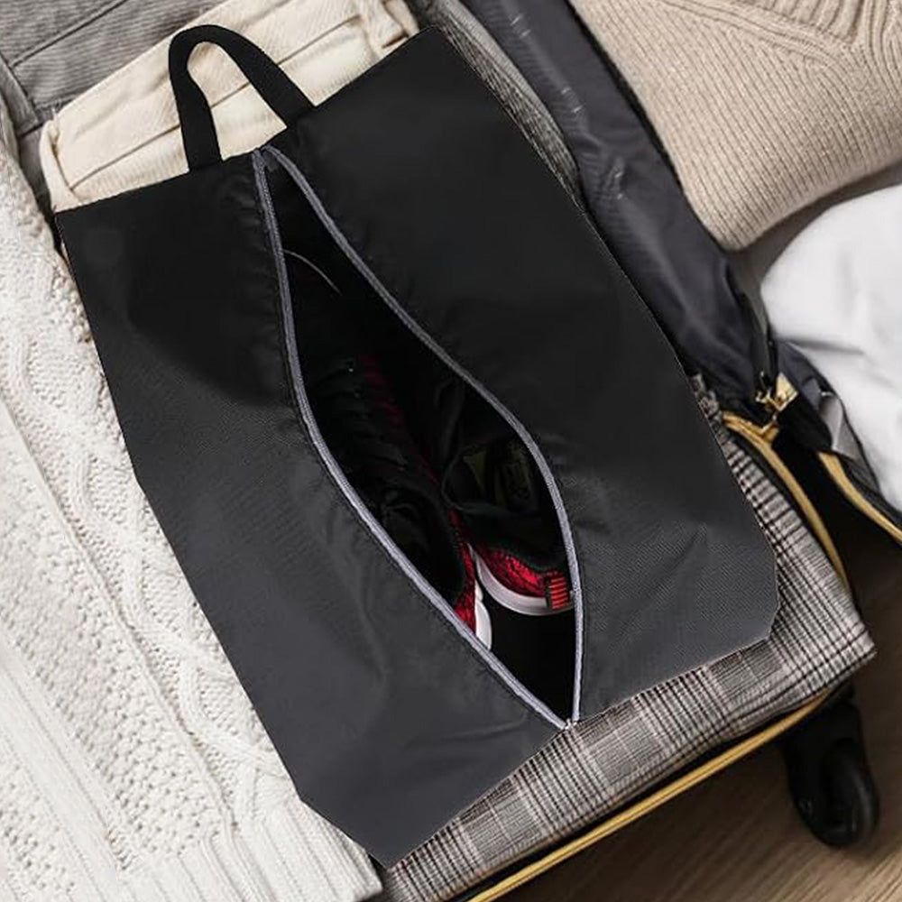 4Pcs Water-Resistant Travel Shoe Storage Bags-Black