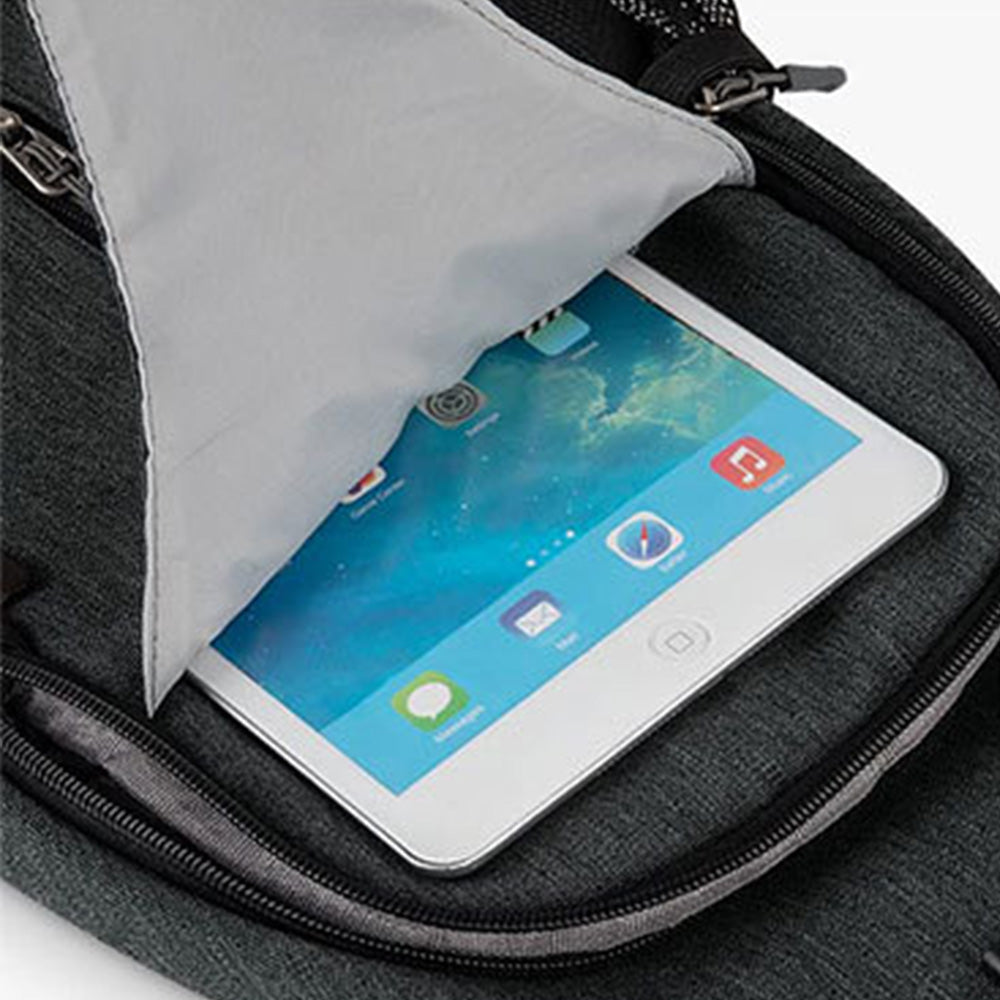 Water-Resistant Crossbody Bag Travel Sling Shoulder Bag with Multiple Compartments Headphone Port Black