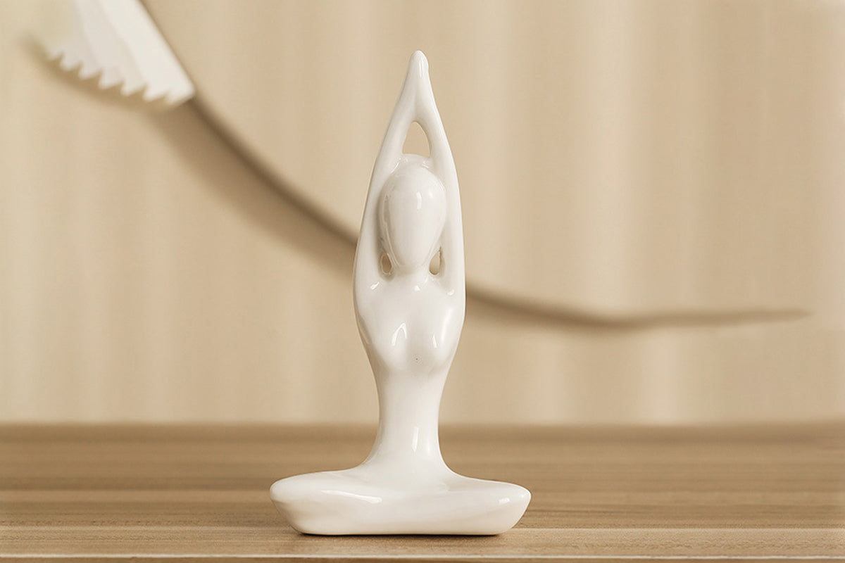 White Yoga Pose Statue Ceramic Desktop Decoration Sculpture Art Figurine for Home Decor-Sun Salutation