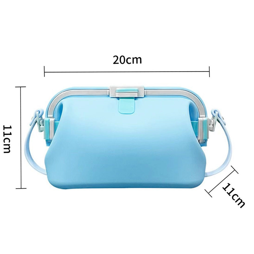 Water-resistant Foldable Silicone Beach Bag with Handle - Blue