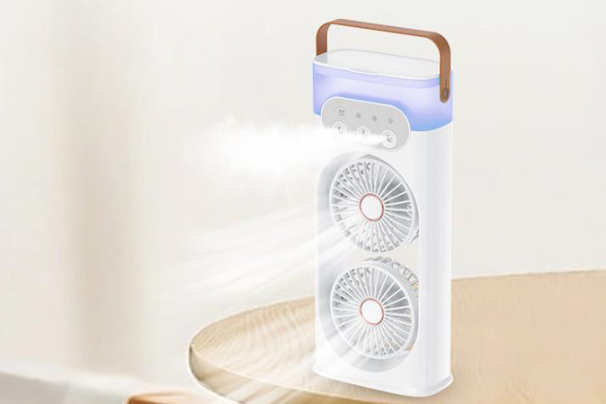 Tower Cooling Fans Standing Desk Fan with 3 Speeds and Light for Bedroom -White