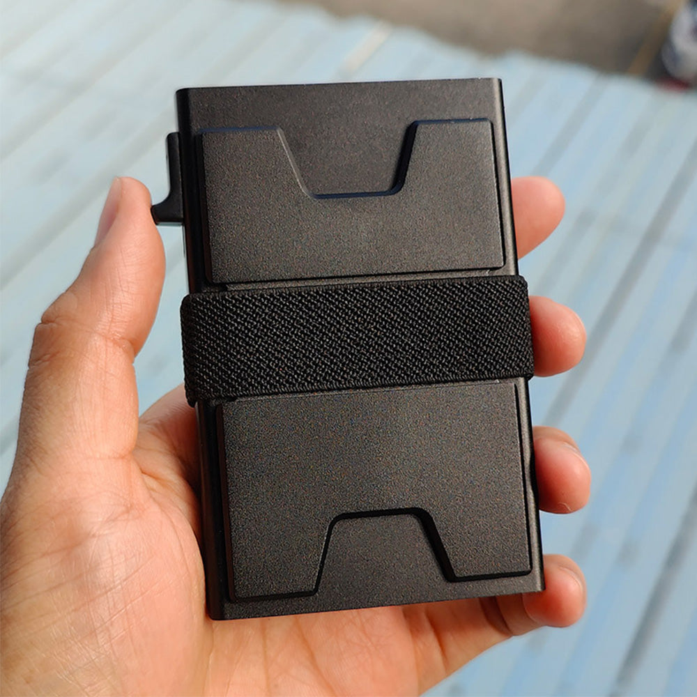 RFID Blocking Card Holder for Men Minimalist Metal Pop Up Wallet
