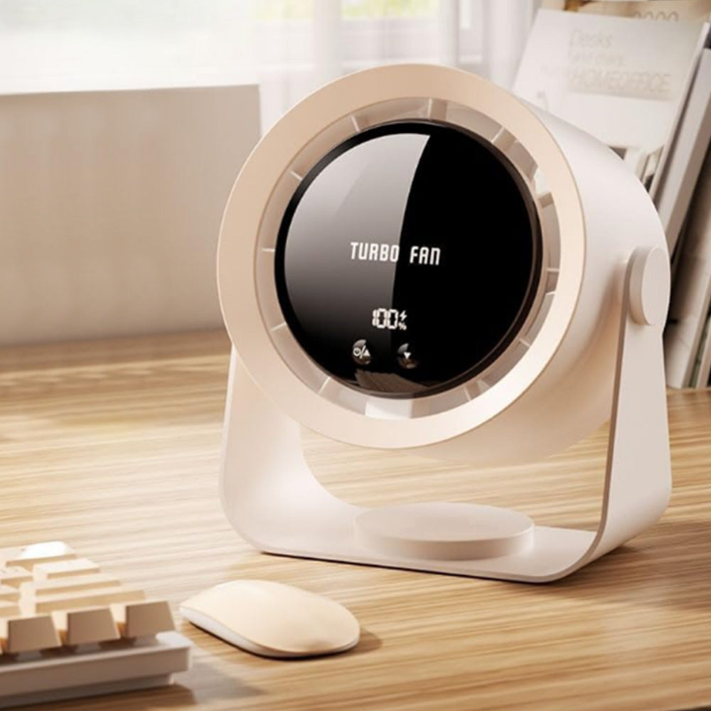 Digital Display Desk Fan Air Circulator Quiet Fan 100 Speeds Adjustable Table Fan for Camping Office Dorm Khaki