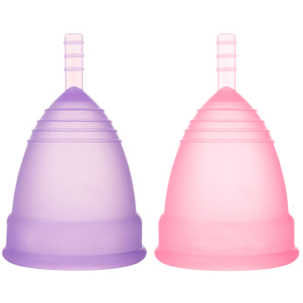 2Pcs Set Silicone Menstrual Cups Foldable Feminine Menstruation Period Cups