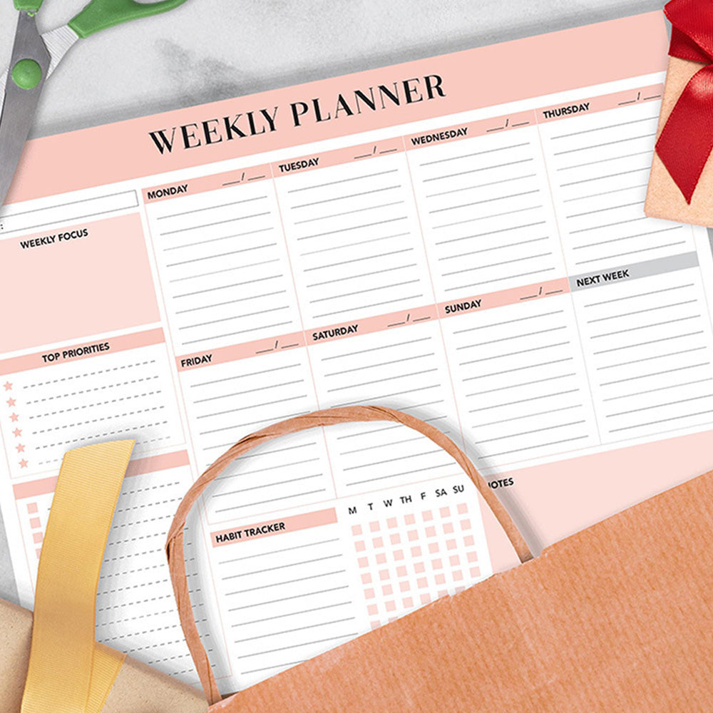Weekly To Do List Notepad Undated Planner With 52 Sheets Weekly Planner-Pink