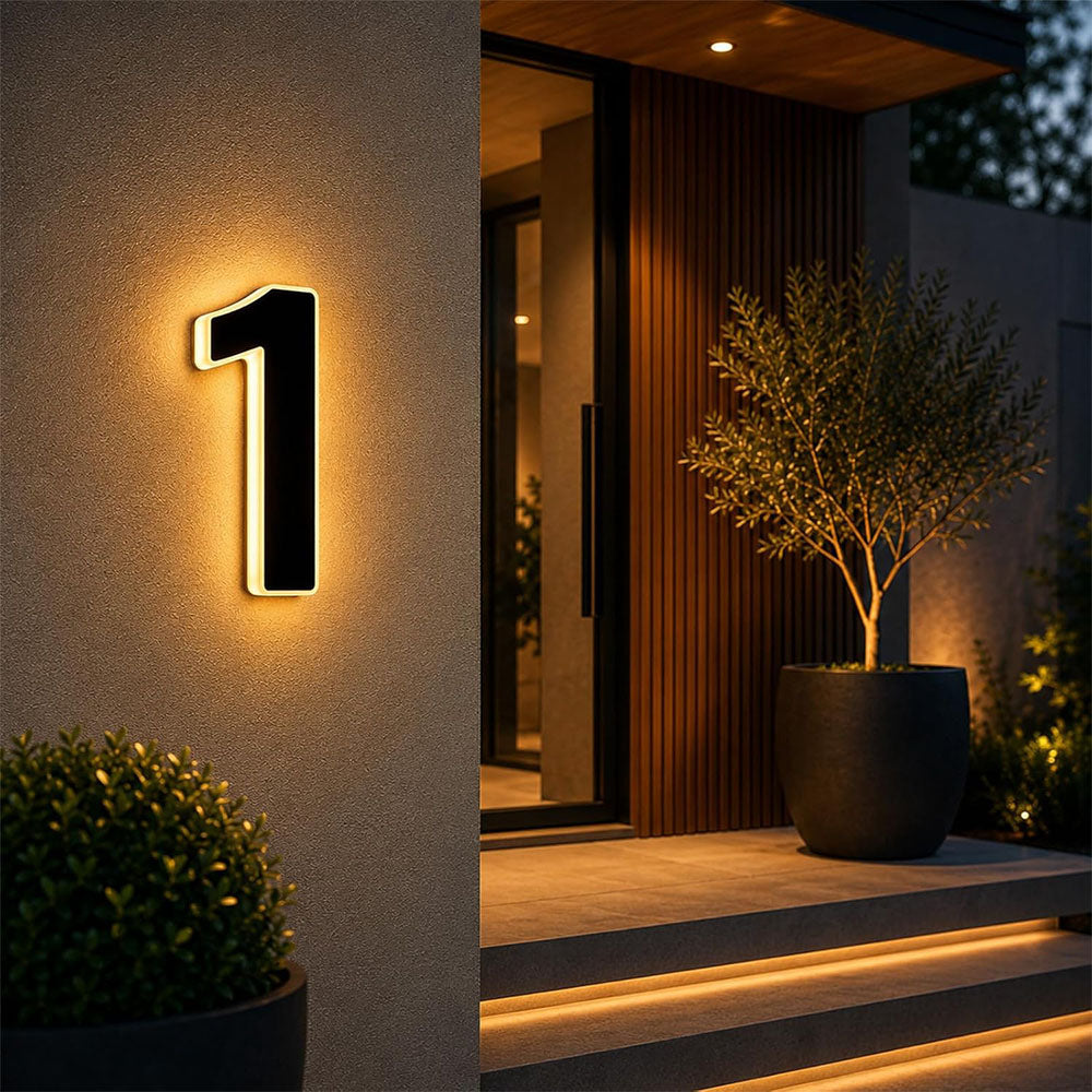Solar Illuminated Address Sign with Light -Number 1