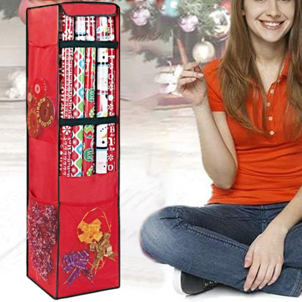 Hanging Christmas Storage Bag Xmas Wrapping Paper Organizer