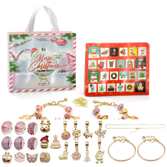 24 DAYS Christmas Advent Countdown Calendar Bracelets Set DIY Charm Bracelet Making Kit for Kids Style 3